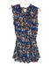 Misa Size S Blue, White, Orange Polyester Ruffle Cap Sleeve Floral Dress Blue, White, Orange / S