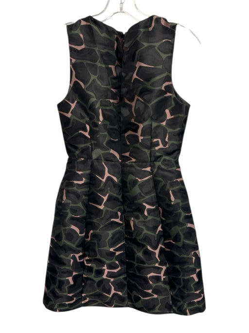 Emporio Armani Size 38 Black, Green, Pink Polyester Sleeveless Jacquard Dress Black, Green, Pink / 38