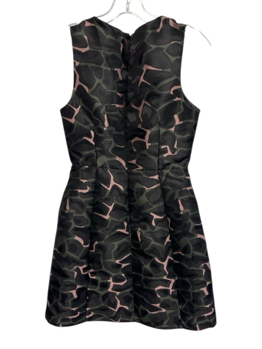 Emporio Armani Size 38 Black, Green, Pink Polyester Sleeveless Jacquard Dress Black, Green, Pink / 38