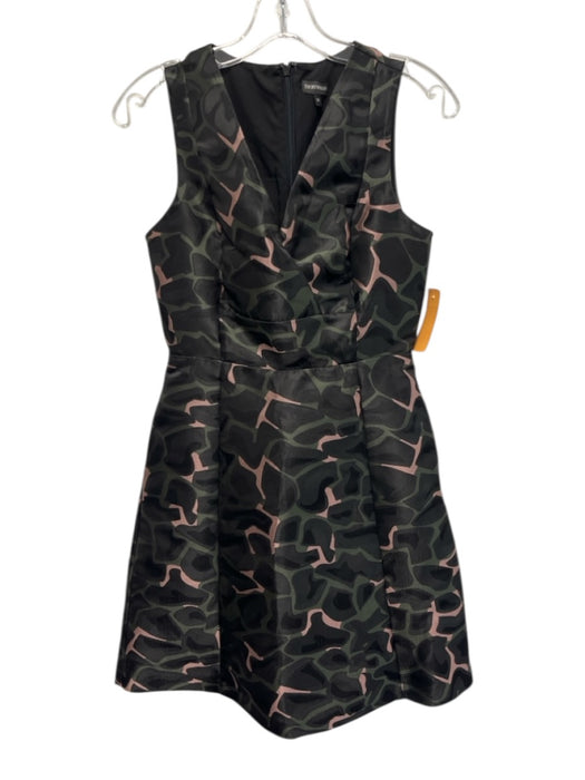Emporio Armani Size 38 Black, Green, Pink Polyester Sleeveless Jacquard Dress Black, Green, Pink / 38