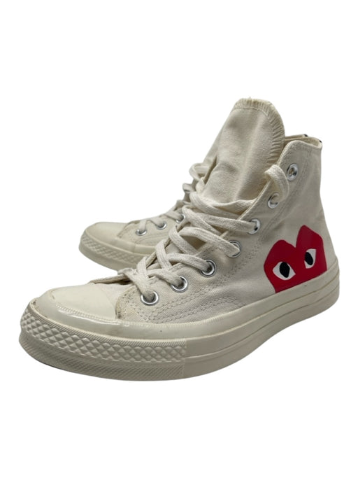 Converse Shoe Size 7 Cream Red Black Canvas High Top Laces Heart Sneakers