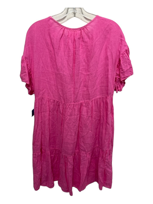 Velvet by Graham & Spencer Size S Bright Pink Cotton Ruffle Short Sleeve Dress Bright Pink / S