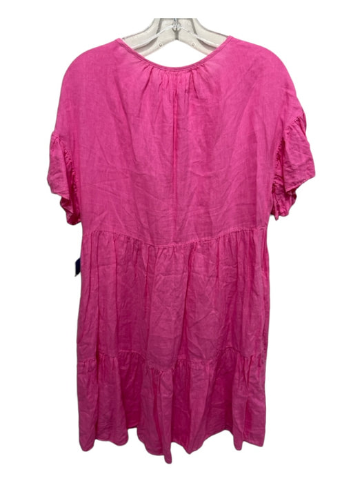 Velvet by Graham & Spencer Size S Bright Pink Cotton Ruffle Short Sleeve Dress Bright Pink / S
