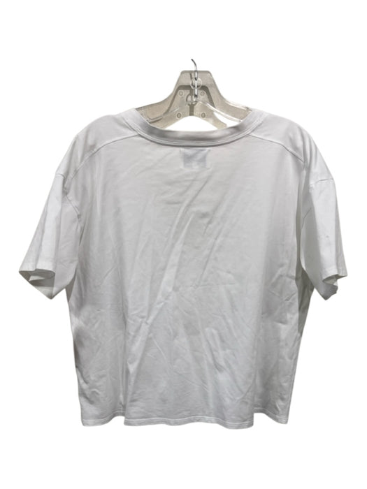 Loulou Studio Size L White Pima Cotton V Neck Short Sleeve T Shirt Top White / L