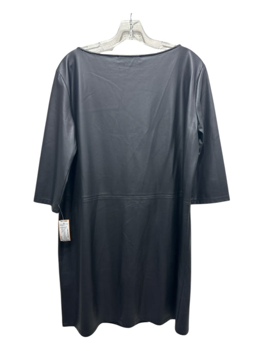 Max Mara Leisure Size S Dark Gray PU leather 3/4 Sleeve Wide Neck Pockets Dress Dark Gray / S