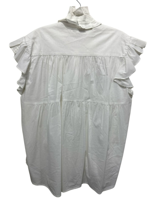 Secular Size S White Cotton Blend Sleeveless Pleat Detail Button Up Top White / S