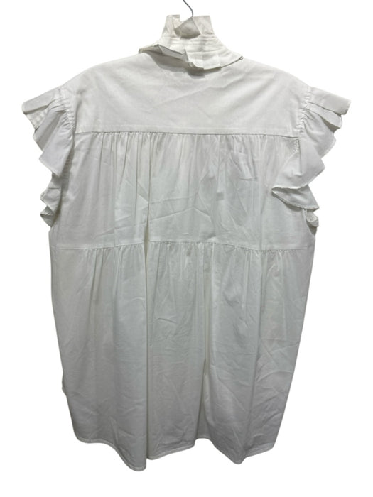 Secular Size S White Cotton Blend Sleeveless Pleat Detail Button Up Top White / S