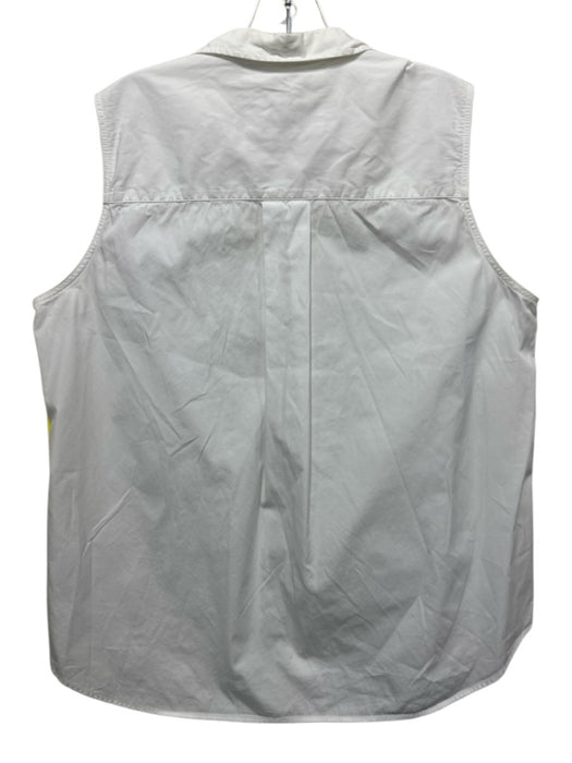 Frank & Eileen Size L White Cotton Sleeveless Button Up Collared Shirt Top White / L