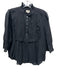 Zadig & Voltaire Size L Black Cotton Blend 1/2 Sleeve Ruffle Detail Top Black / L