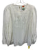 Farm Rio Size L White Viscose Silk Feel Long Balloon Sleeve Floral Lace Top White / L