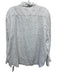 Frank & Eileen Size L White & Navy Blue Linen Long Sleeve Star Print Shirt Top White & Navy Blue / L