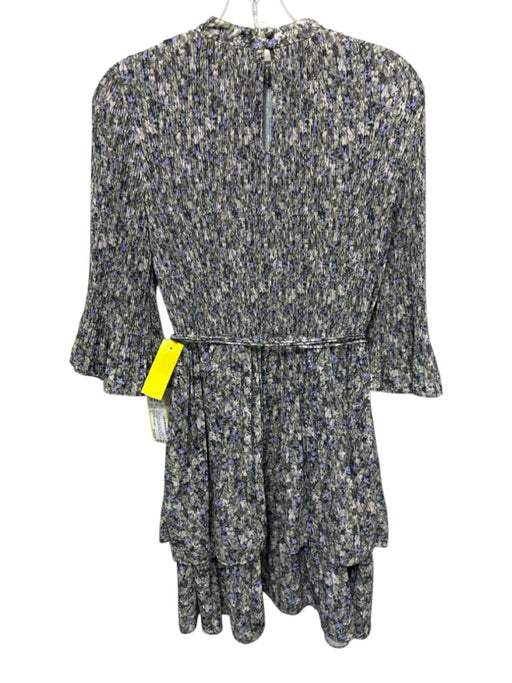 Derek Lam 10 Crosby Size S Green & Purple Polyester Floral Accordian Pleat Dress Green & Purple / S