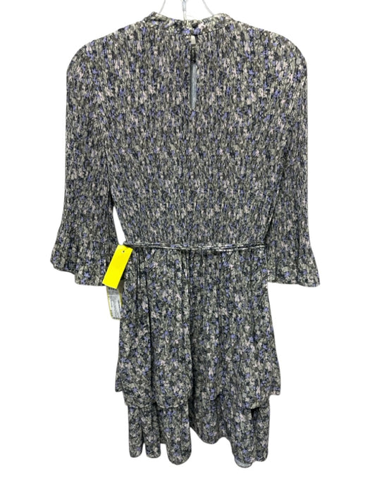 Derek Lam 10 Crosby Size S Green & Purple Polyester Floral Accordian Pleat Dress Green & Purple / S