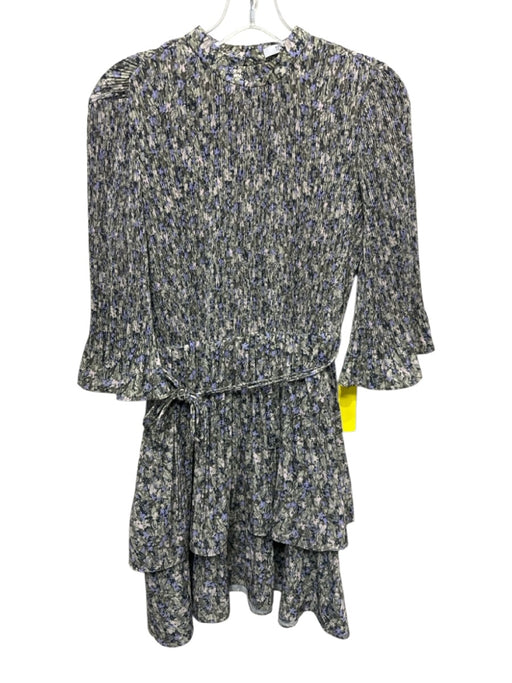 Derek Lam 10 Crosby Size S Green & Purple Polyester Floral Accordian Pleat Dress Green & Purple / S