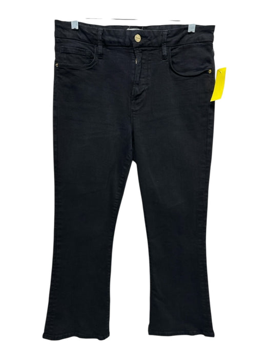 Frame Size 31 Black Cotton Blend Denim Crop Button & Zip Fly Boot Jeans Black / 31