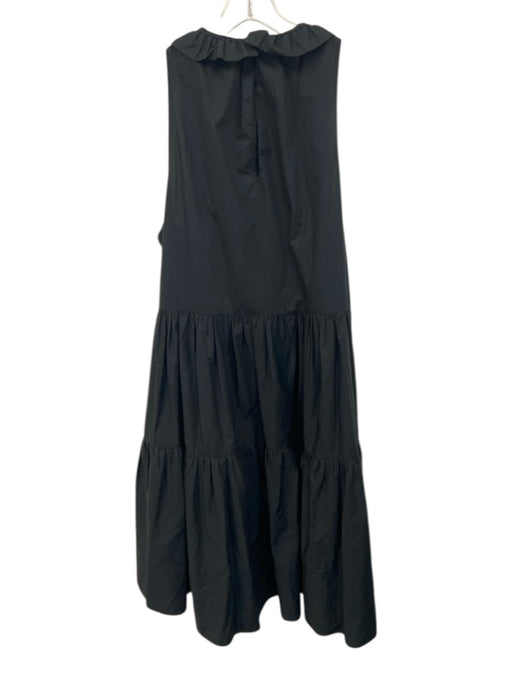Joie Size L Black Cotton Sleeveless Ruffle Collar Knee length Dress Black / L