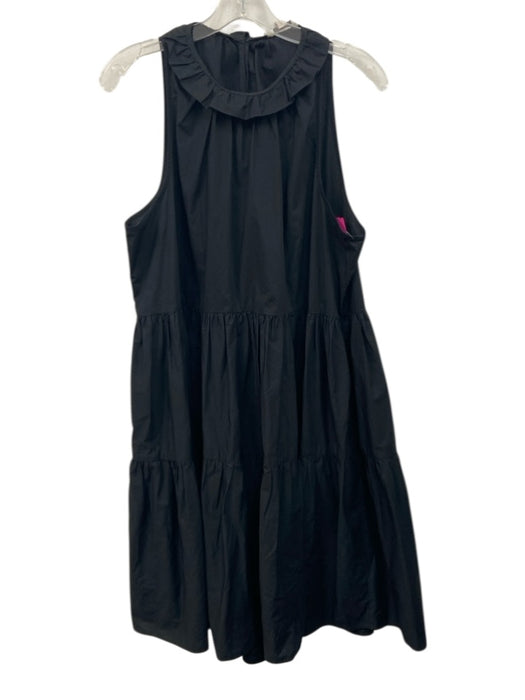 Joie Size L Black Cotton Sleeveless Ruffle Collar Knee length Dress Black / L