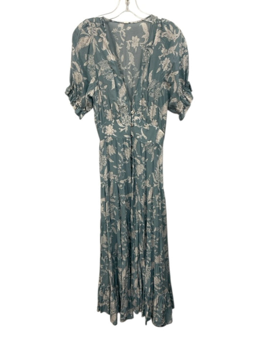 Kivari Size 10 Light blue & white Lenzing viscose Short Sleeve Buttons Dress Light blue & white / 10