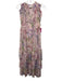 Christy Lynn Size L Light Pink, Purple, Green Silk Sleeveless Floral Print Dress Light Pink, Purple, Green / L