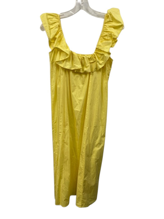 Taylor Tillman Size M Yellow Cotton Poplin Sleeveless Ruffle Popover Midi Dress Yellow / M