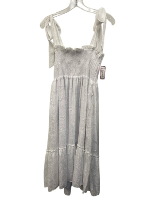 Lilly Pulitzer Size M White Polyester Sleeveless Floral Jacquard Midi Dress White / M