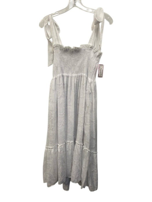 Lilly Pulitzer Size M White Polyester Sleeveless Floral Jacquard Midi Dress White / M