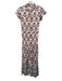 Oliphant Size L Pink, Blue, Gold Cotton Ruffle Cap Sleeve Floral Print Dress Pink, Blue, Gold / L