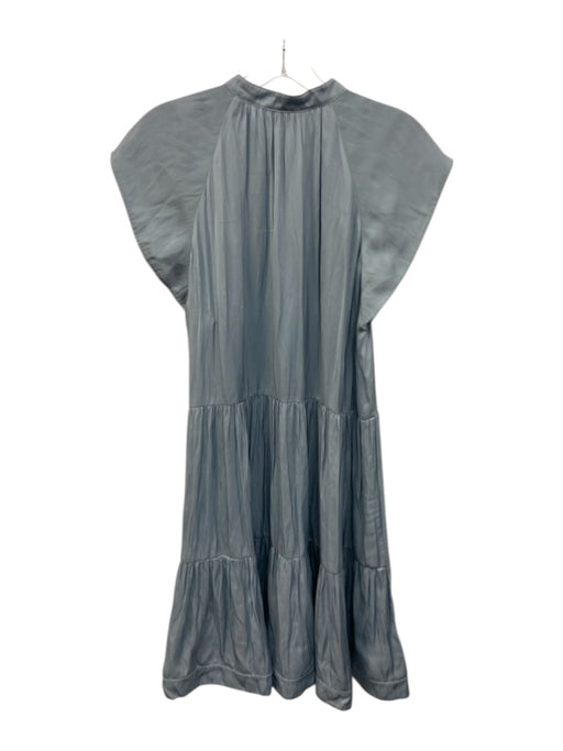 Zadig & Voltaire Size L Slate Blue Polyester Ruffle Cap Sleeve Tiered Mini Dress Slate Blue / L