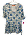 Oliphant Size L Blue, Green, White Cotton Short Puff Sleeve Floral Print Dress Blue, Green, White / L