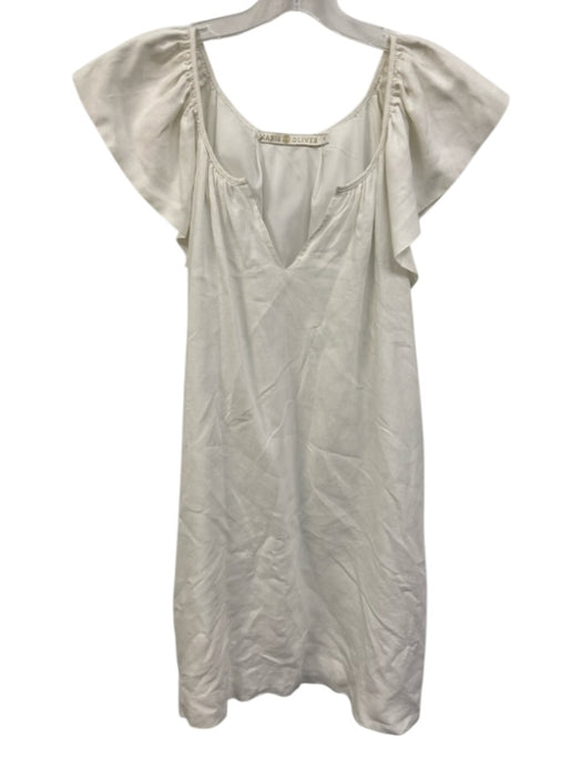 Marie Oliver Size S White Linen Sleeveless Scoop Neck Mini Dress White / S