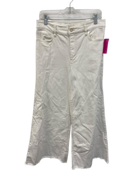 Frame Size 30 White Cotton Denim Zip Fly High Rise Extra Wide Leg Crop Jeans White / 30