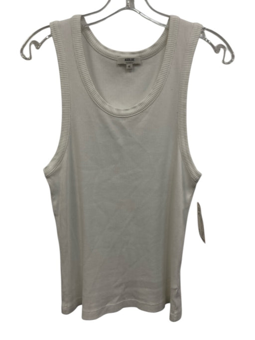 Agolde Size XL White Cotton Blend Ribbed Sleeveless Tank Top White / XL