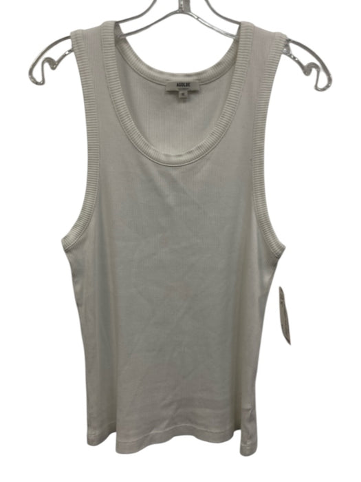 Agolde Size XL White Cotton Blend Ribbed Sleeveless Tank Top White / XL