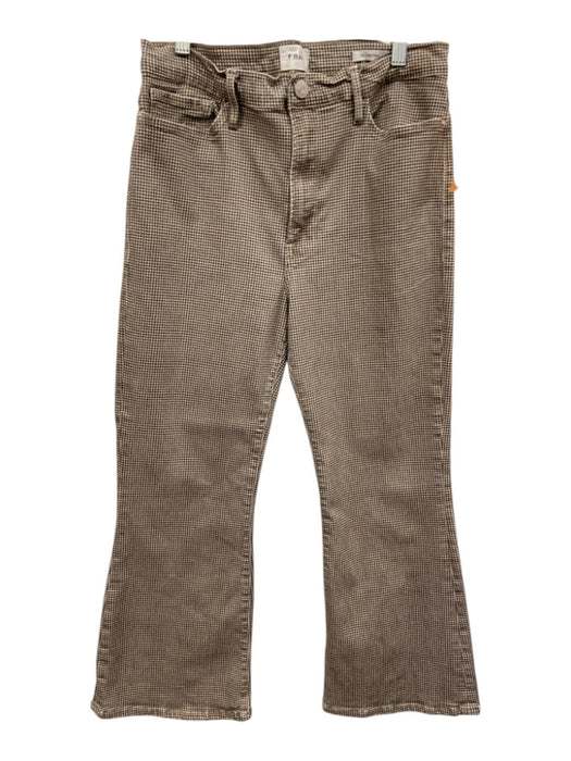 Frame Size 30 Beige & Brown Cotton Blend Denim Houndstooth Flare Jeans Beige & Brown / 30