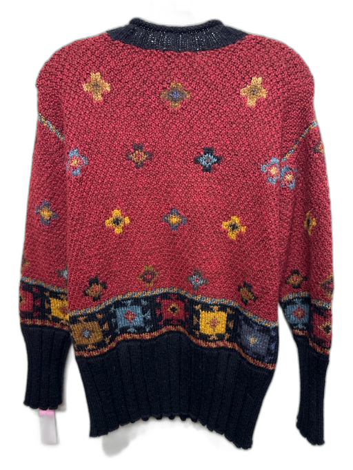Peruvian Connection Size S Red & Multi Alpaca & Cotton Knit Crew Neck Sweater Red & Multi / S