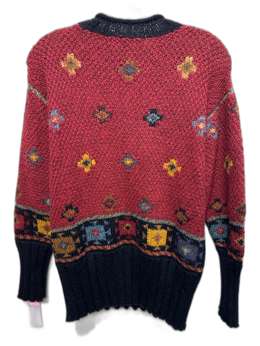 Peruvian Connection Size S Red & Multi Alpaca & Cotton Knit Crew Neck Sweater Red & Multi / S