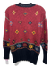 Peruvian Connection Size S Red & Multi Alpaca & Cotton Knit Crew Neck Sweater Red & Multi / S