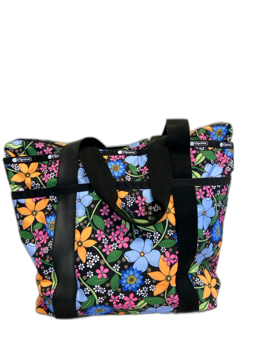 Le Sport Sac Black & Multi Polyester floral print Zip Close Bag Black & Multi