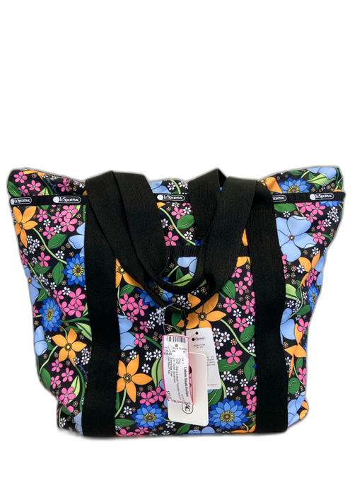 Le Sport Sac Black & Multi Polyester floral print Zip Close Bag Black & Multi