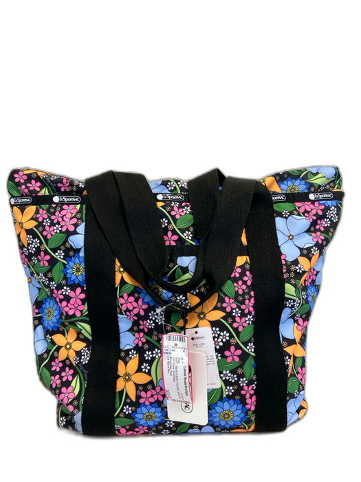 Le Sport Sac Black & Multi Polyester floral print Zip Close Bag Black & Multi