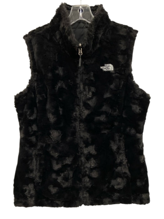 The North Face Size M Black Polyester Reversible Zip Front Fleece Vest Black / M