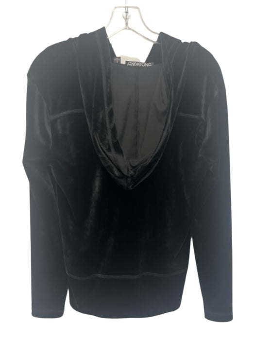 Sno Skins Size S Black Polyester Velvet Hood Button Detail Pullover Sweater Black / S