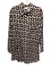 Julia Amory Size XL Brown & White Cotton Long Sleeve Floral Button Front Dress Brown & White / XL