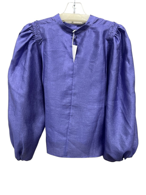 Samsoe Samsoe Size Large Purple Polyester Long puff sleeve Mock Neck Top Purple / Large