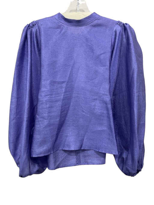 Samsoe Samsoe Size Large Purple Polyester Long puff sleeve Mock Neck Top Purple / Large