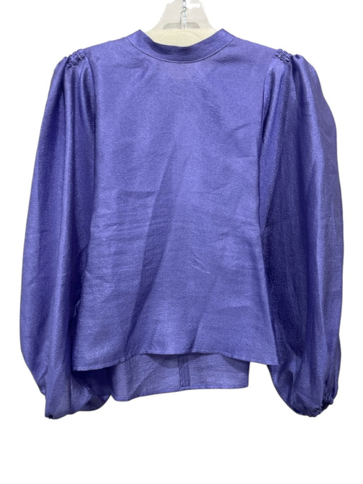 Samsoe Samsoe Size Large Purple Polyester Long puff sleeve Mock Neck Top Purple / Large