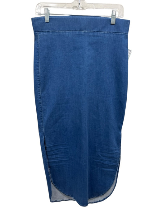 Frank & Eileen Size 8 Medium Wash Cotton Blend Elastic Waist Distressed Skirt Medium Wash / 8