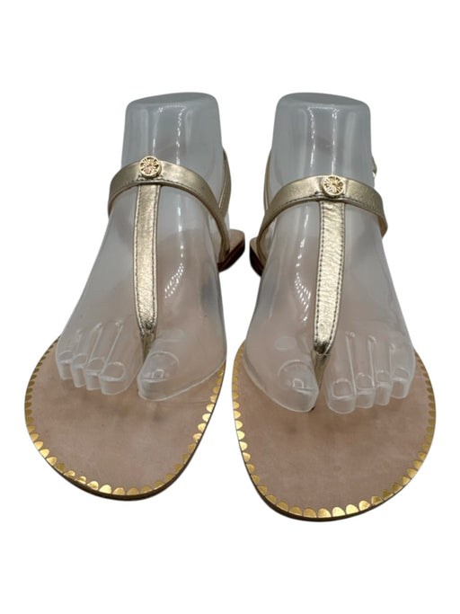 Lilly Pulitzer Shoe Size 7.5 Gold & Beige Leather Upper Thong Slingback Sandals Gold & Beige / 7.5