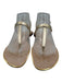 Lilly Pulitzer Shoe Size 7.5 Gold & Beige Leather Upper Thong Slingback Sandals Gold & Beige / 7.5