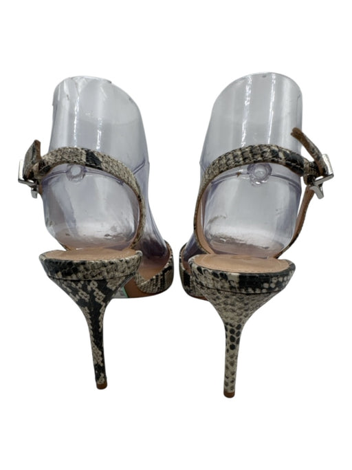 Schutz Shoe Size 8.5 Black & White Leather Slingbacks Snake Skin Print Pumps Black & White / 8.5